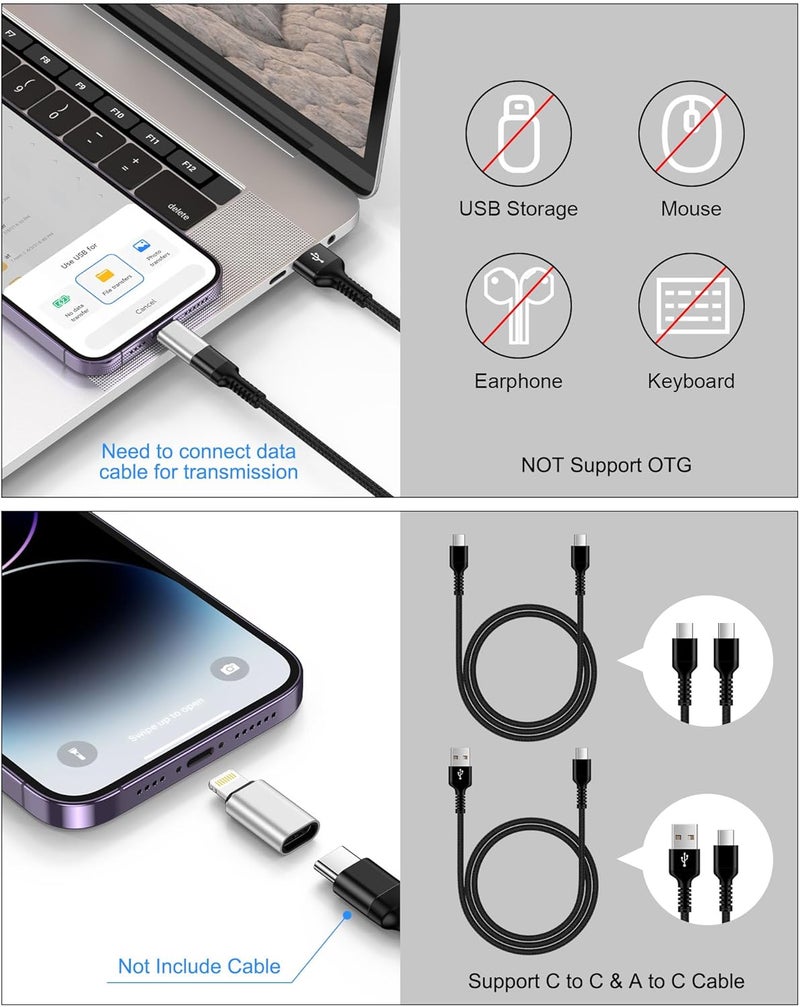 Haoano USB C to Lightning Adapter, 4 Pack Fast Charging Data Sync Lightning to USB Type C Cable Adapter for iPhone 14/13/12/11/X/XR Pro Series, iPad, AirPods and Anti-Lost Loop – Not for Audio/OTG - Image 3